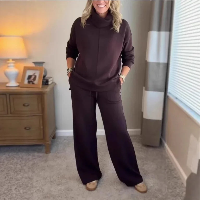 MontBliss™ Set with Thermal Turtleneck Top and Cozy Straight-Leg Pants / Stylish Design That Fights the Cold With You!