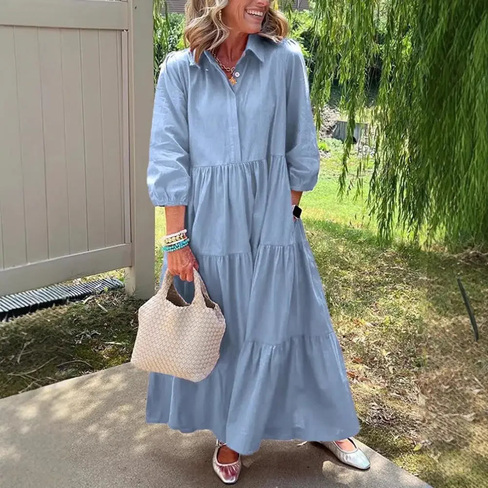 Maison™ Dress in Premium Cotton with Charming Collar and Layered Skirt / Romantic Minimalism That Never Goes Out of Style!