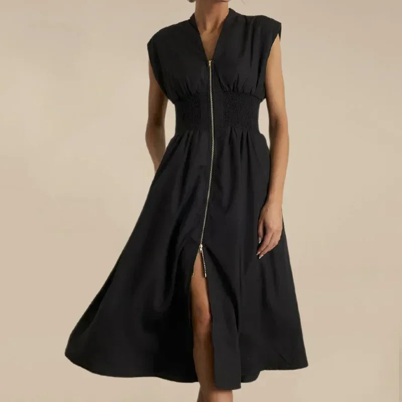 Valenza™ Dress in Premium Twill with Defined Waist / Precise Cut, Imposing Silhouette, and Contemporary Style!