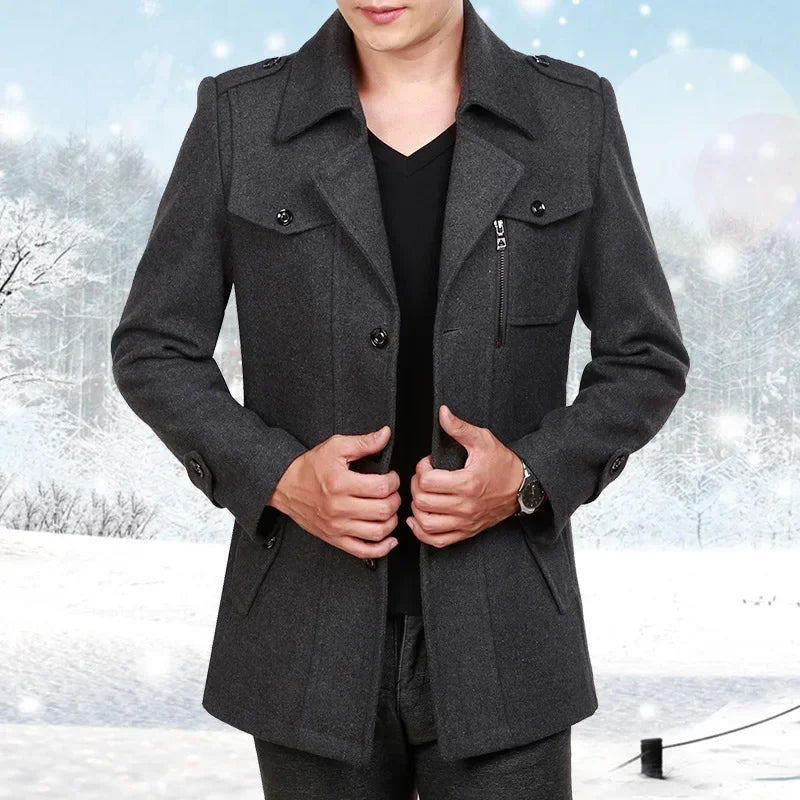 Arthur™ Premium Boiled Wool Coat with Inner Stand Collar and Zipper