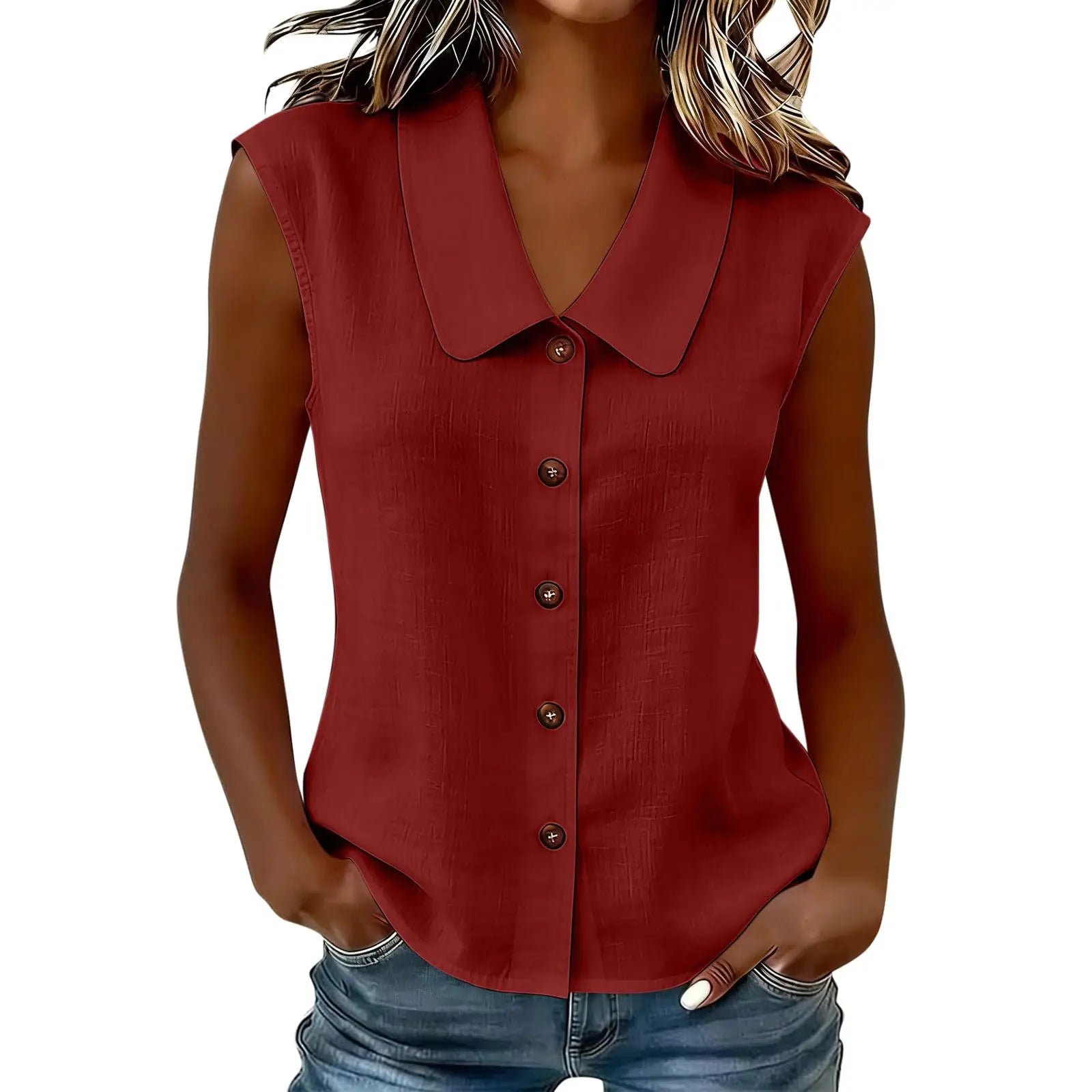 Celinea™ Cotton-Linen Shirt With Elegant Collar And Front Buttons