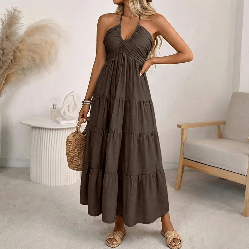 Solara Breeze™ Dress With Halter Neckline and Tiered Flowing Skirt
