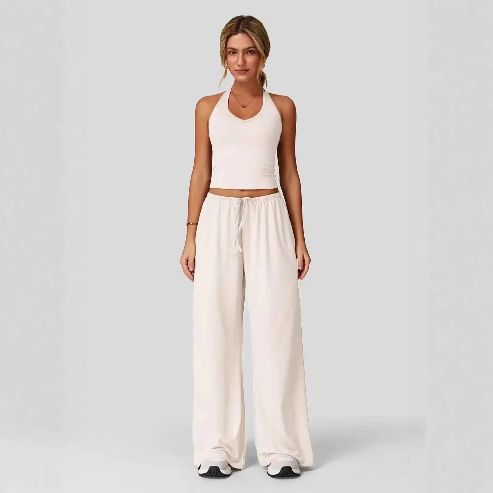 Lunary™ Set With Minimalist Top and Flowing Wide-Leg Pants