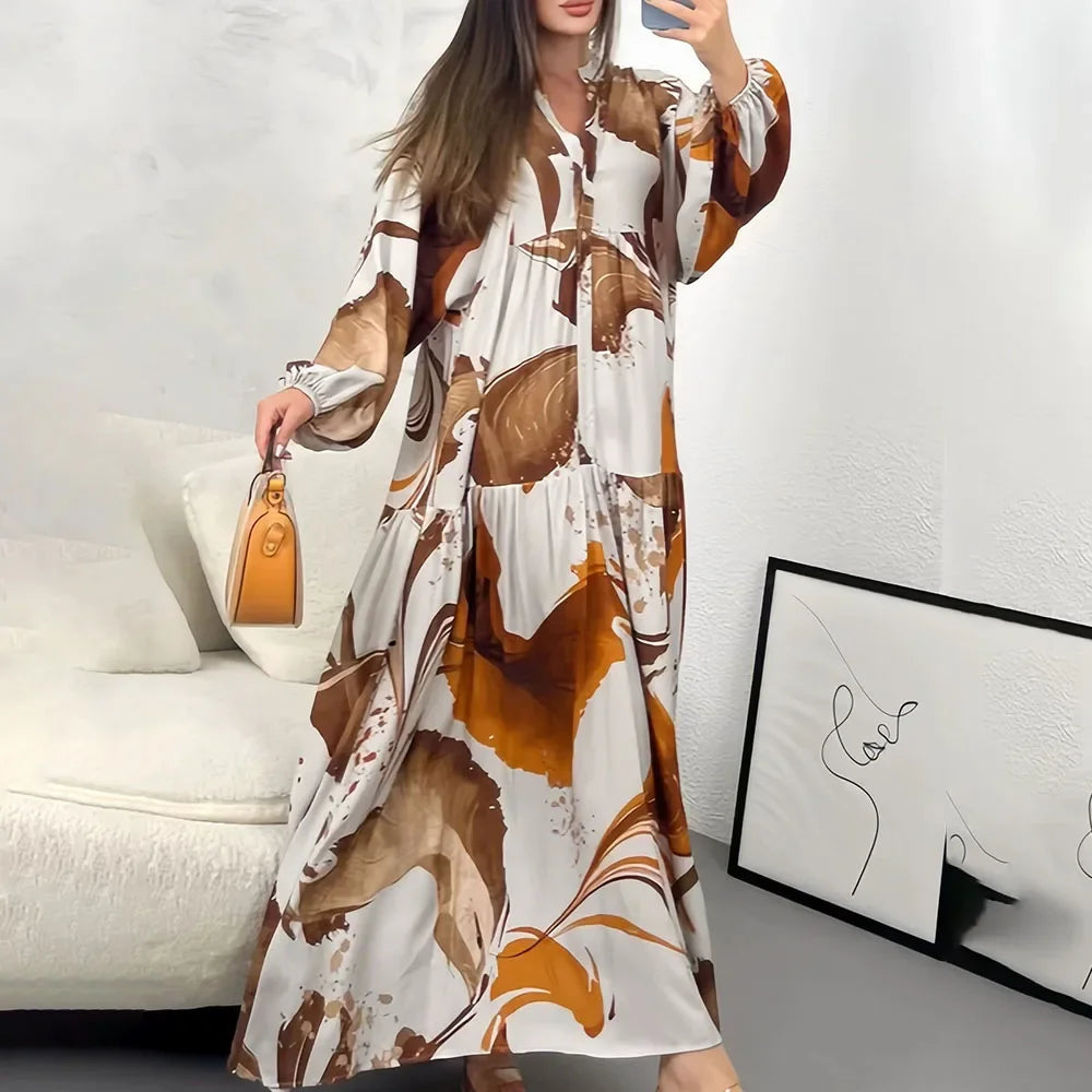 Yumi™ Maxi Dress in Premium Viscose with Front Button Closure
