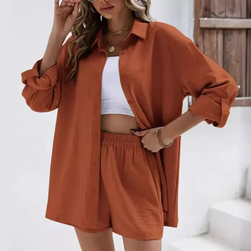Soul™ Textured Cotton Set with Relaxed Shirt & Easy Shorts / Everyday Comfort with Polished Ease