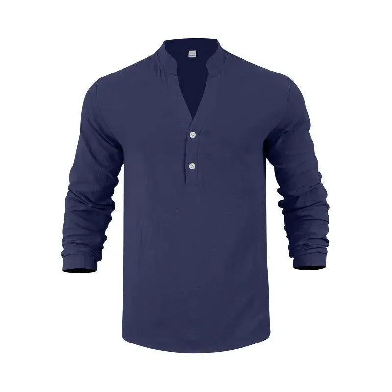 Orvian™ Shirt in Premium Linen with Minimalist Henley Collar
