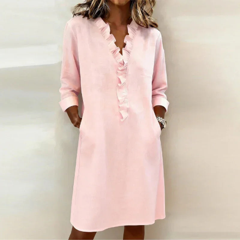 Calyra™ Dress with Ruffles at the Neckline and an Elegant Silhouette