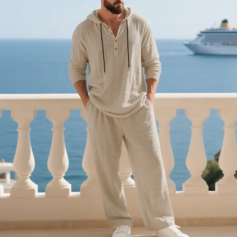 Julian™ Cotton-Linen Set with Long-Sleeve Hooded Top