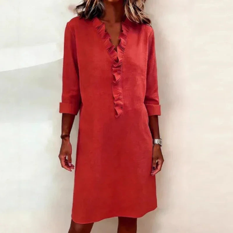 Calyra™ Dress with Ruffles at the Neckline and an Elegant Silhouette