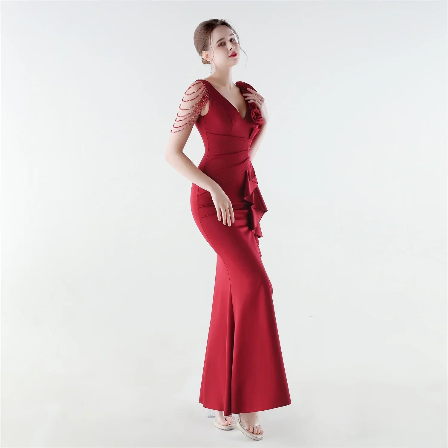 Aurielle™ Dress with Decorated Shoulder and Premium Finish
