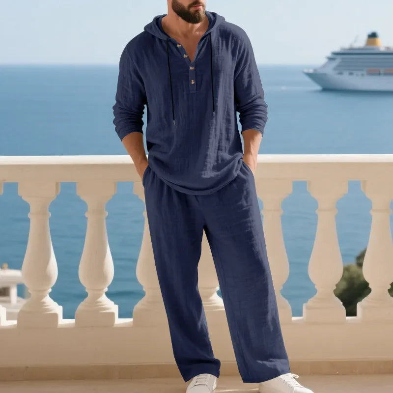 Julian™ Cotton-Linen Set with Long-Sleeve Hooded Top
