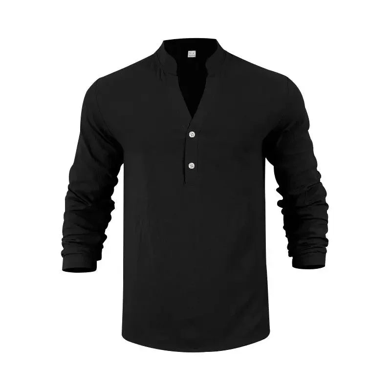 Orvian™ Shirt in Premium Linen with Minimalist Henley Collar