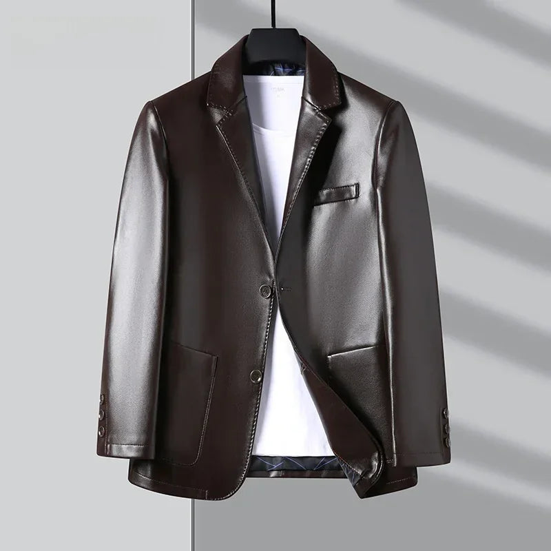 Mikkel™ Blazer-Style Jacket in Premium Leather with Minimalist Design