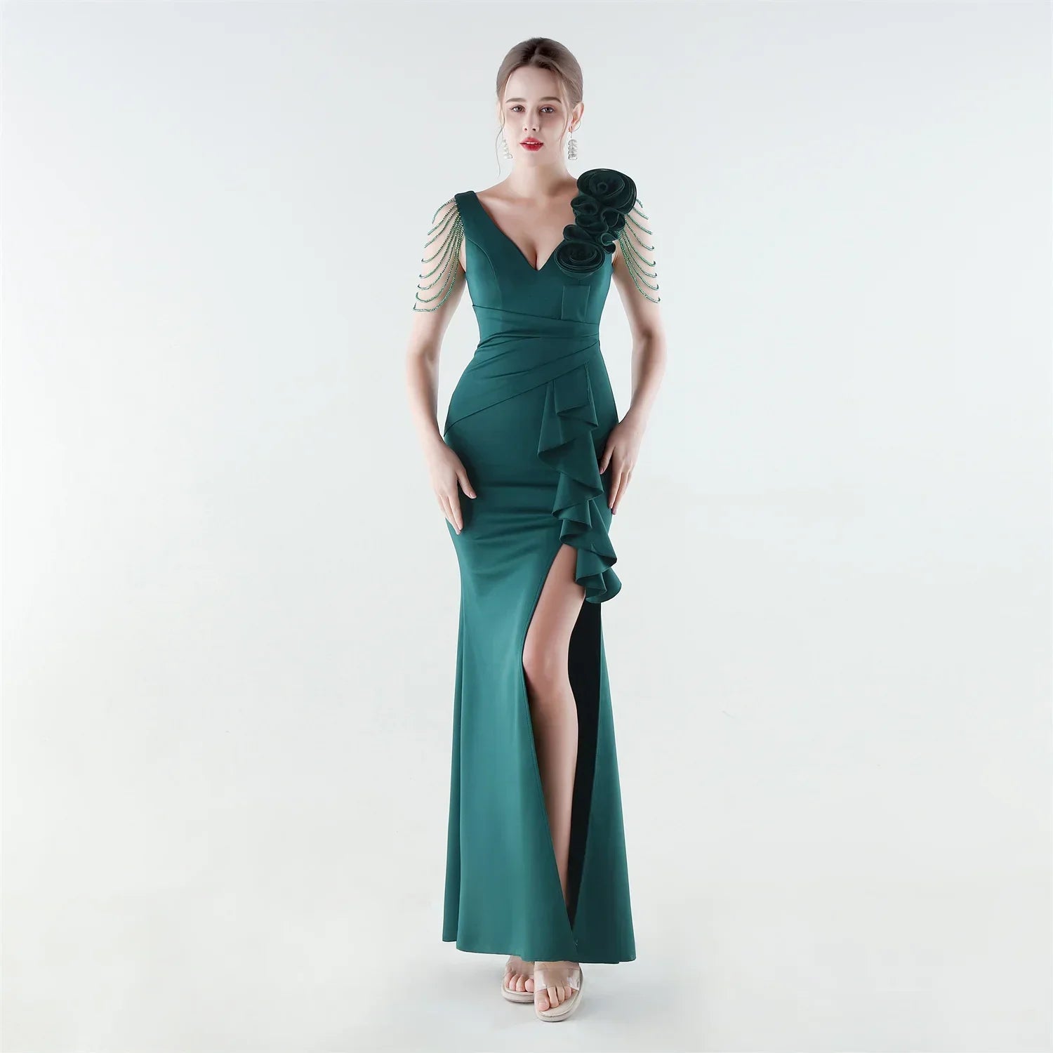 Aurielle™ Dress with Decorated Shoulder and Premium Finish