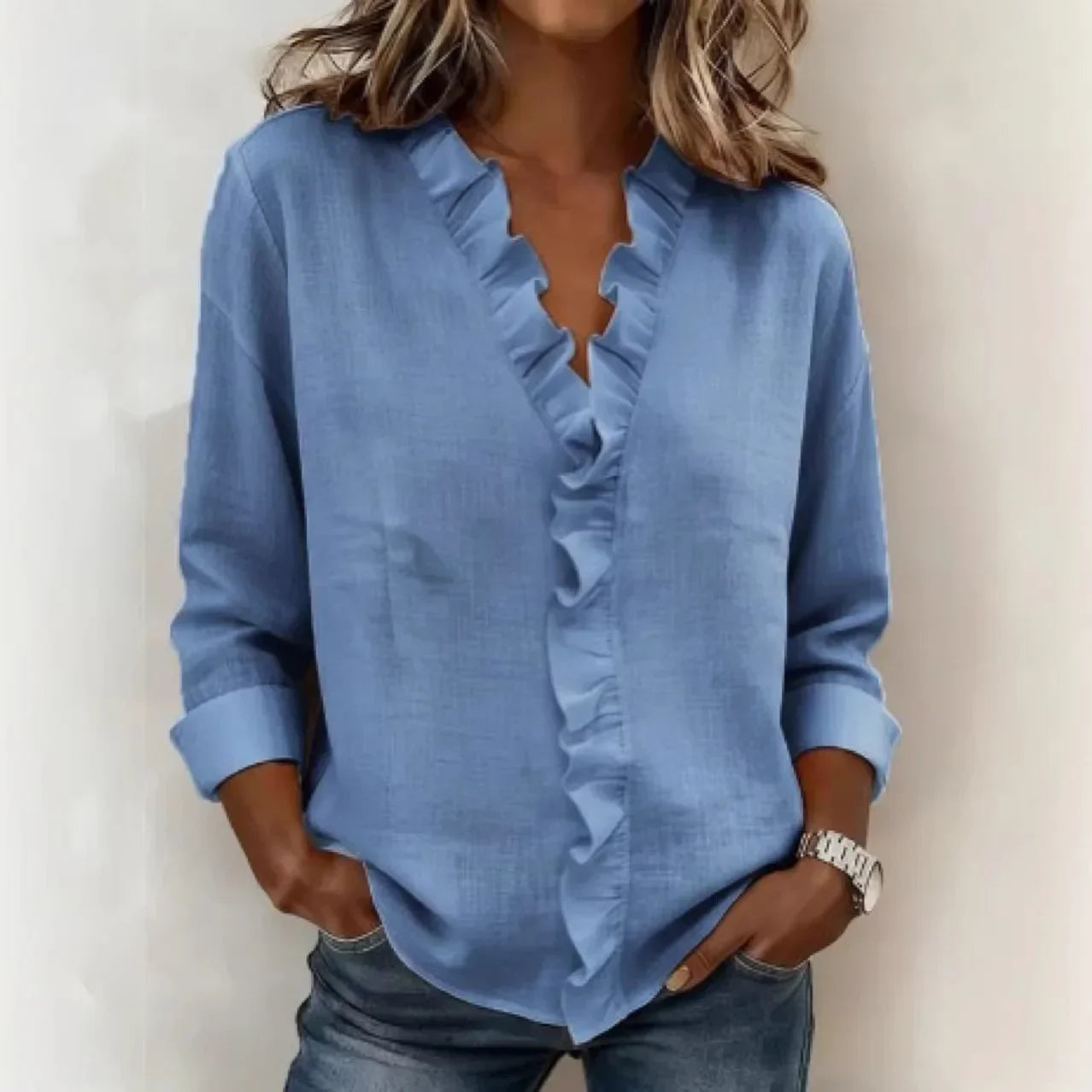 Sorelle™ Blouse with Vertical Ruffle and Timeless Style