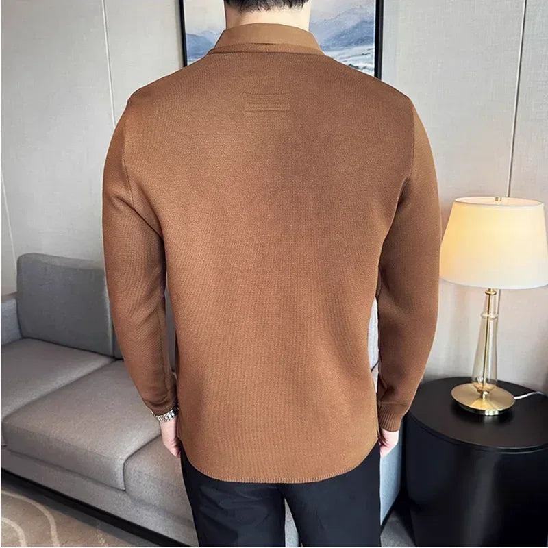 Men’s Layered Shirt with Cardigan Effect – Refined Overlay Design for Maximum Practicality
