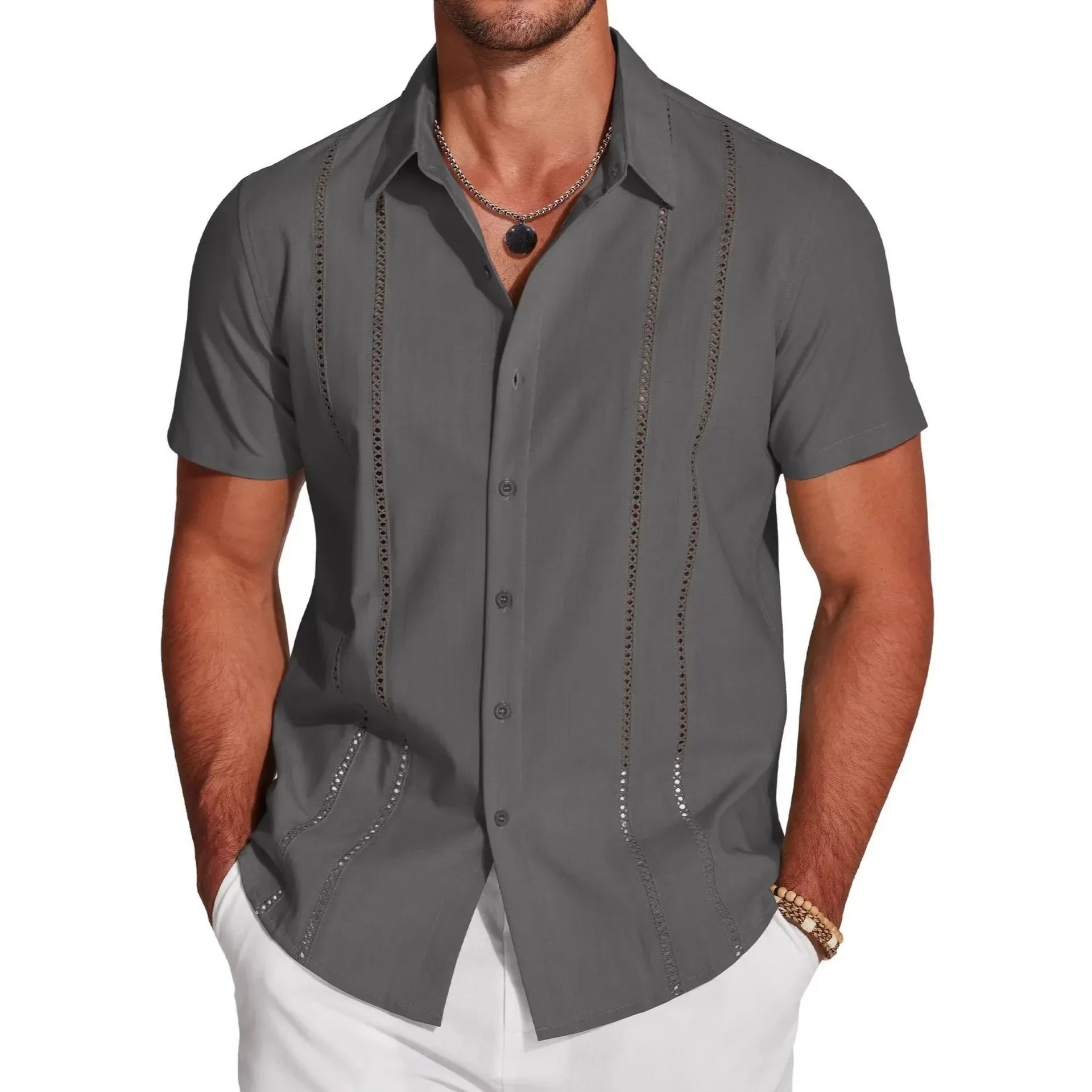Kaedon™ Shirt with Metallic Vertical Stripes and a High-Quality Look