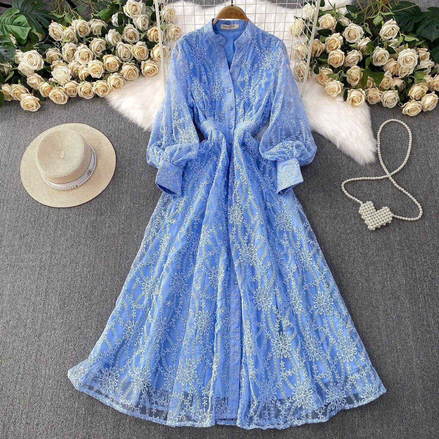 Imperial™ Lace Dress with Puff Sleeves