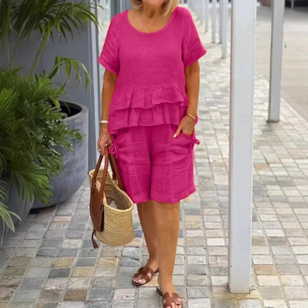 Sorella™ Cotton-Linen Set With Layered Ruffles