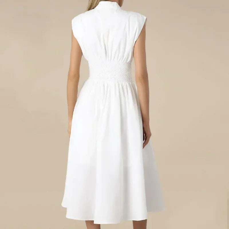 Valenza™ Dress in Premium Twill with Defined Waist / Precise Cut, Imposing Silhouette, and Contemporary Style!