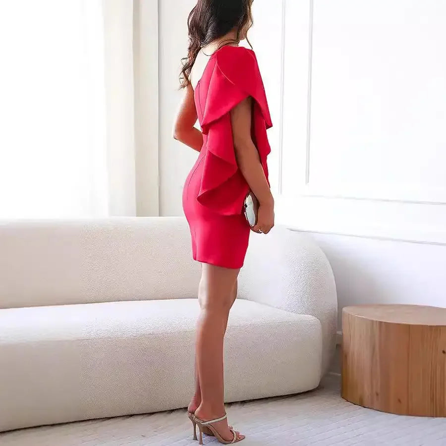 Ravienne™ Dress with Asymmetrical Cutout and Elegant Draping