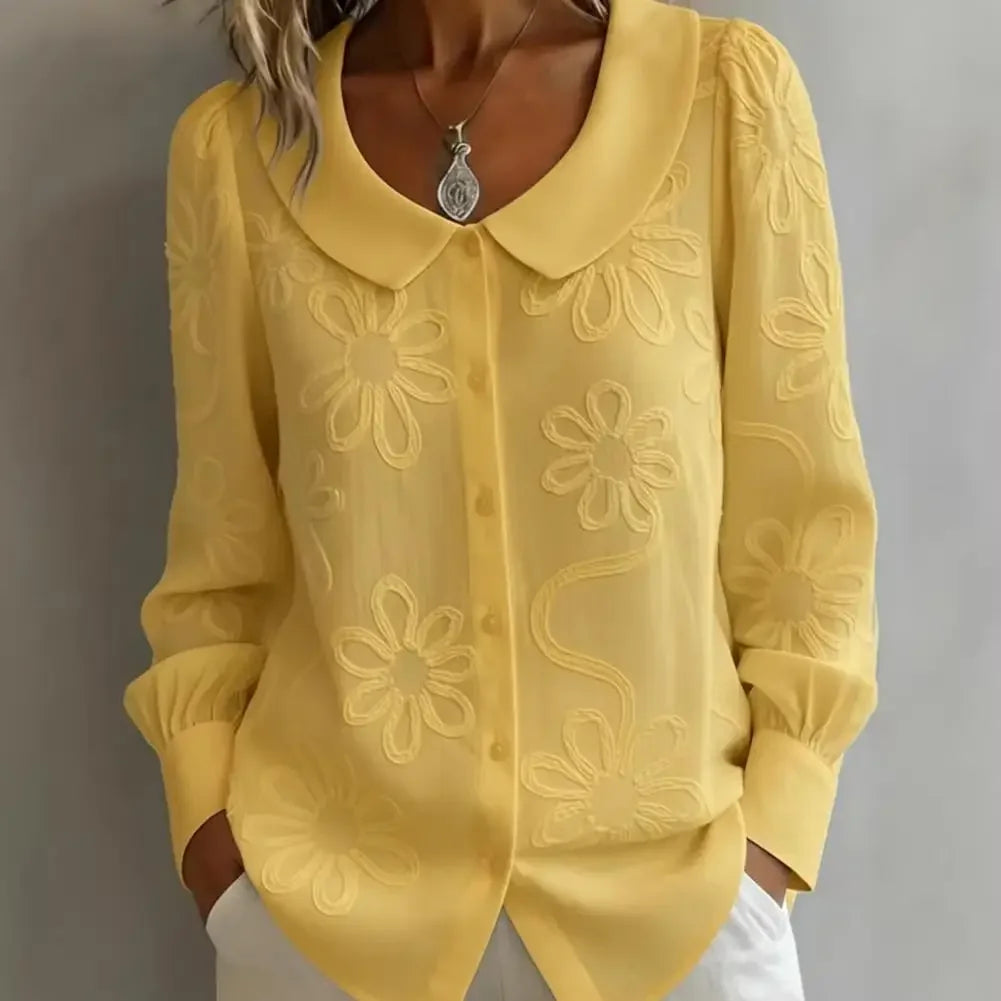 Fiorenne™ Shirt with Floral Embroidery and a Flowing Silhouette