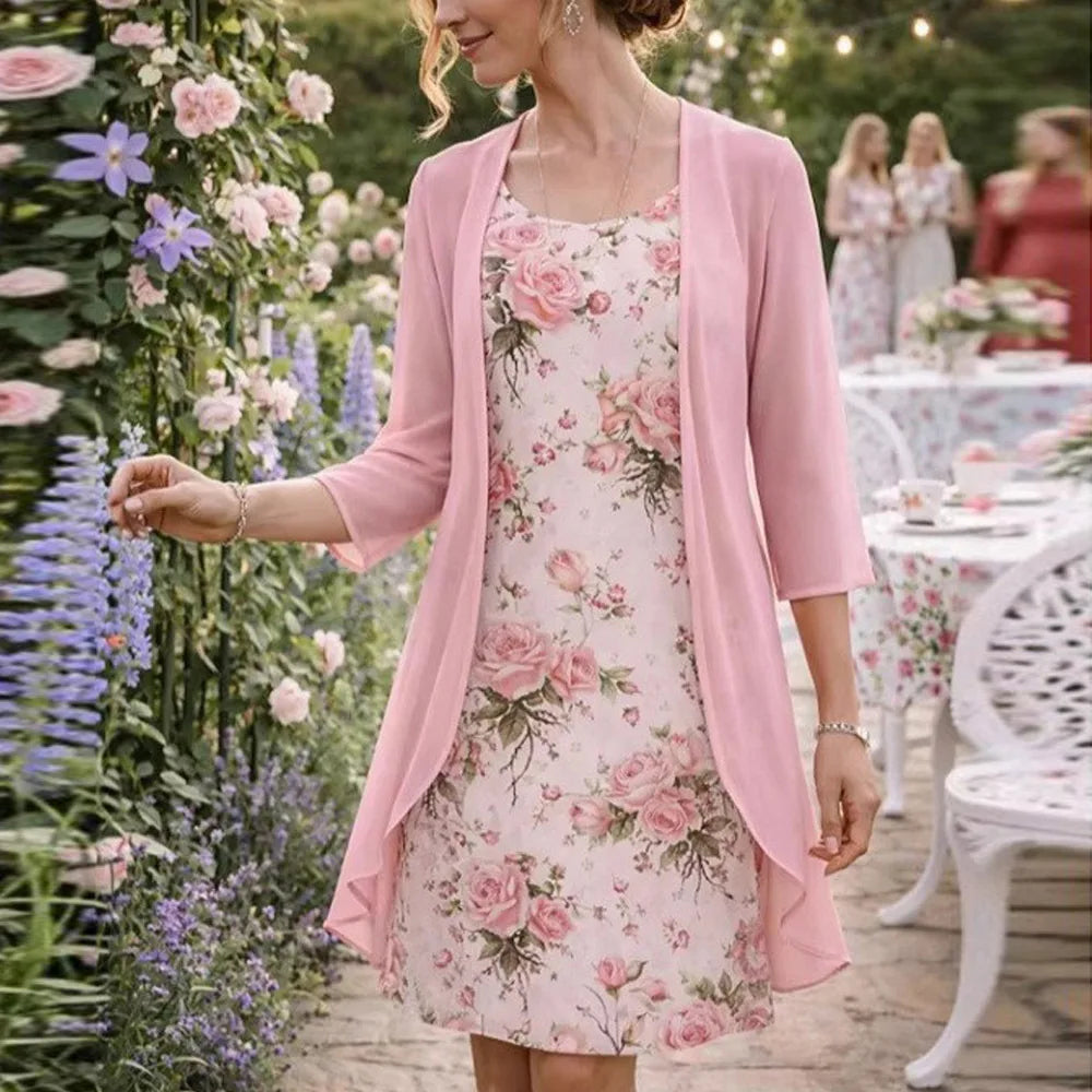 Lorenza™ Floral Dress Set With Lightweight Cardigan