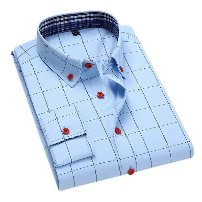 Shirt Alaric™ with Windowpane Pattern, Button-Down Collar and Contrast Buttons