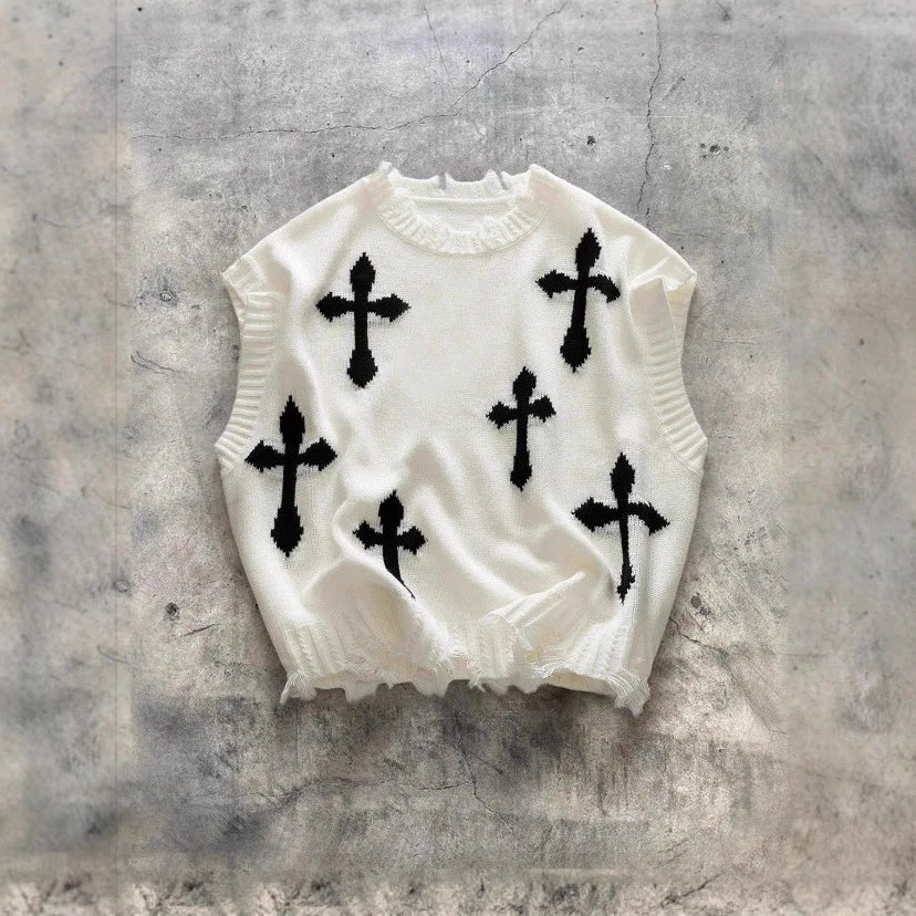 Montero™ Sleeveless Sweater In Soft Knit With Distressed Details