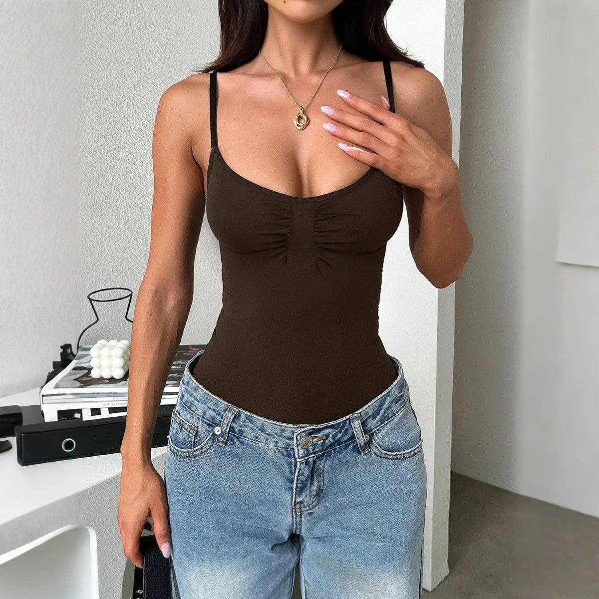 Ariella™ Premium Knit Bodysuit with Bust Shirring