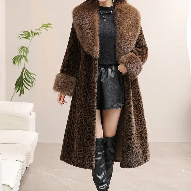 Bellarose™ Leopard Print Coat With Plush Collar