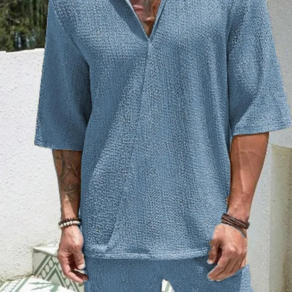 Helsinki™ Textured Viscose Set with Polo Collar and Old Money Aesthetic