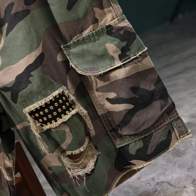 Shorts Treyden™ with Durable Fabric, Camouflage Print and Distressed Details