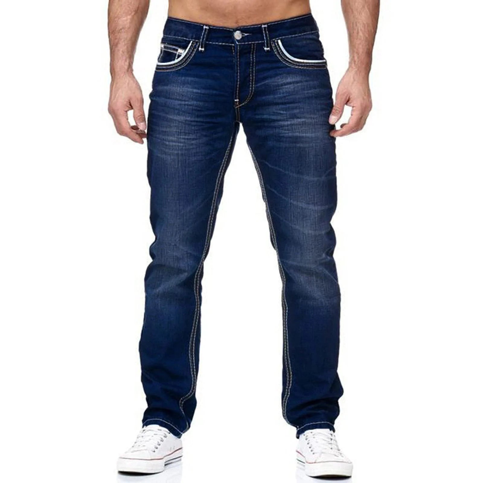 Castelli™ Straight-Leg Jeans With Stonewashed Finish And Contrast Stitching