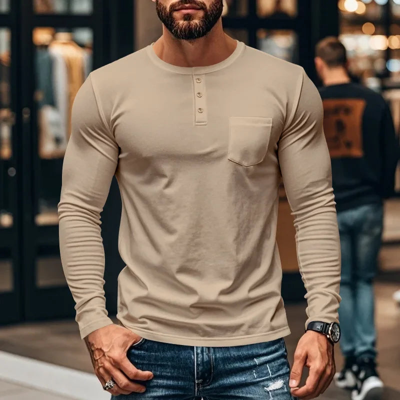 Northline™ Long Sleeve Shirt With Henley Collar and Tailored Fit