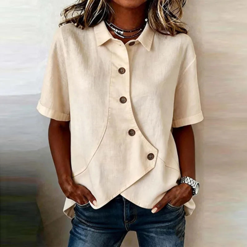 Celisse™ Blouse With Asymmetrical Cut And Front Buttons