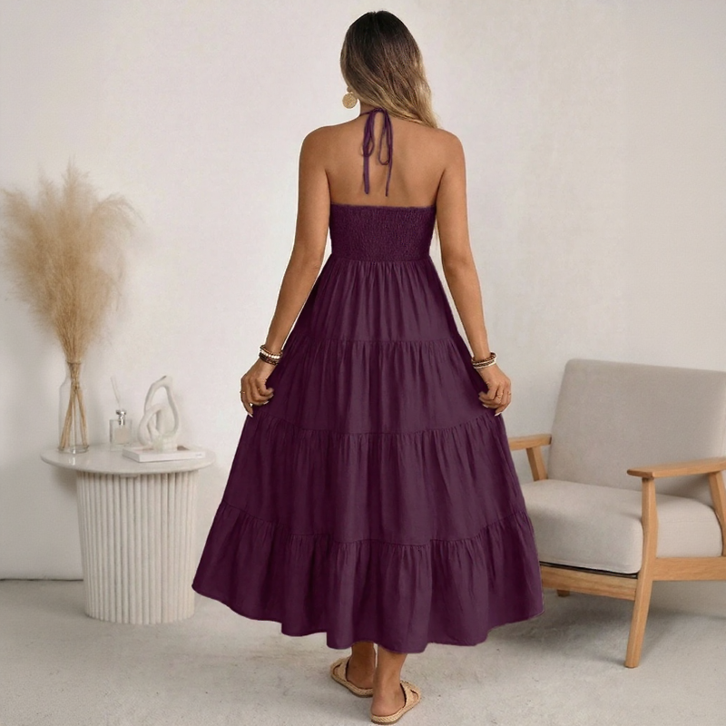 Solara Breeze™ Dress With Halter Neckline and Tiered Flowing Skirt