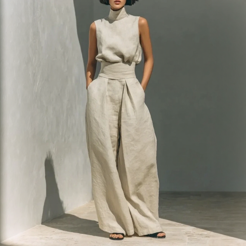 Lysenne™ High-Neck Sleeveless Top and Palazzo Pants Set