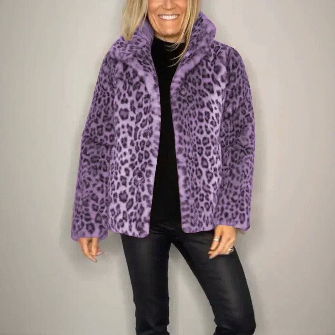 Panther Luxe™ Coat in Plush Fur with Wild Print / The Bold Side of Feminine Elegance!