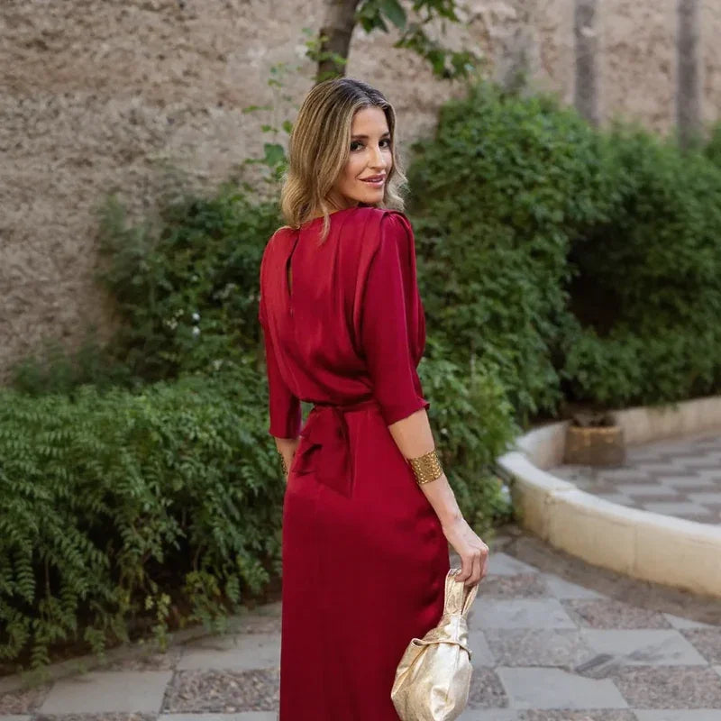 Imperiale™ Dress in Shiny Satin with Marked Waist / For Women Who Know Where They Want to Go!