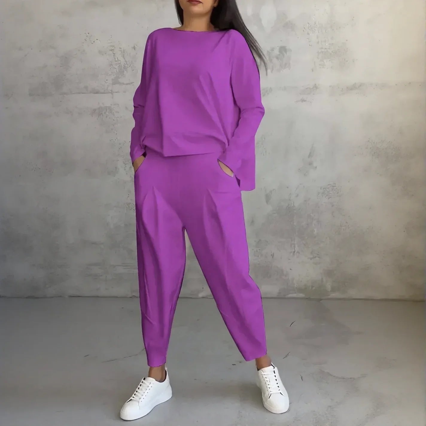 StreetLounge™ Set with Overslim Blouse and Tapered Pants / Clean Design, Smart Comfort, Effortless Style!