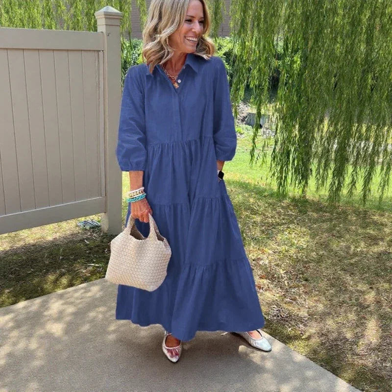 Maison™ Dress in Premium Cotton with Charming Collar and Layered Skirt / Romantic Minimalism That Never Goes Out of Style!