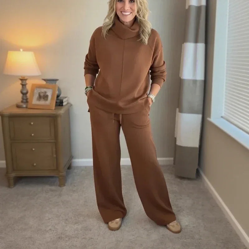 MontBliss™ Set with Thermal Turtleneck Top and Cozy Straight-Leg Pants / Stylish Design That Fights the Cold With You!