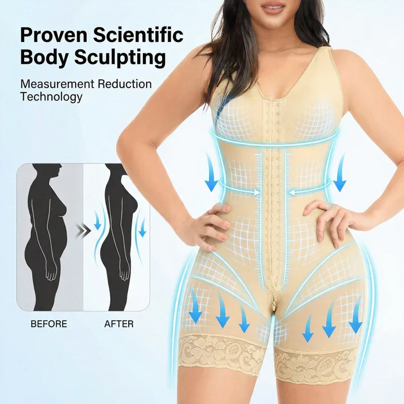 Maeva™ Shaping Bodysuit with 360° Compression, Smart Front Adjustment, and Non-Slip Lace!