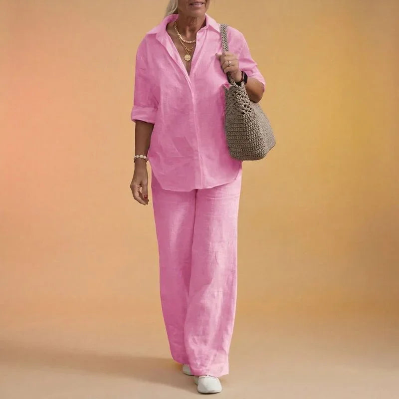 Cartagena™ Cotton-Linen Set with Side-Slit Blouse