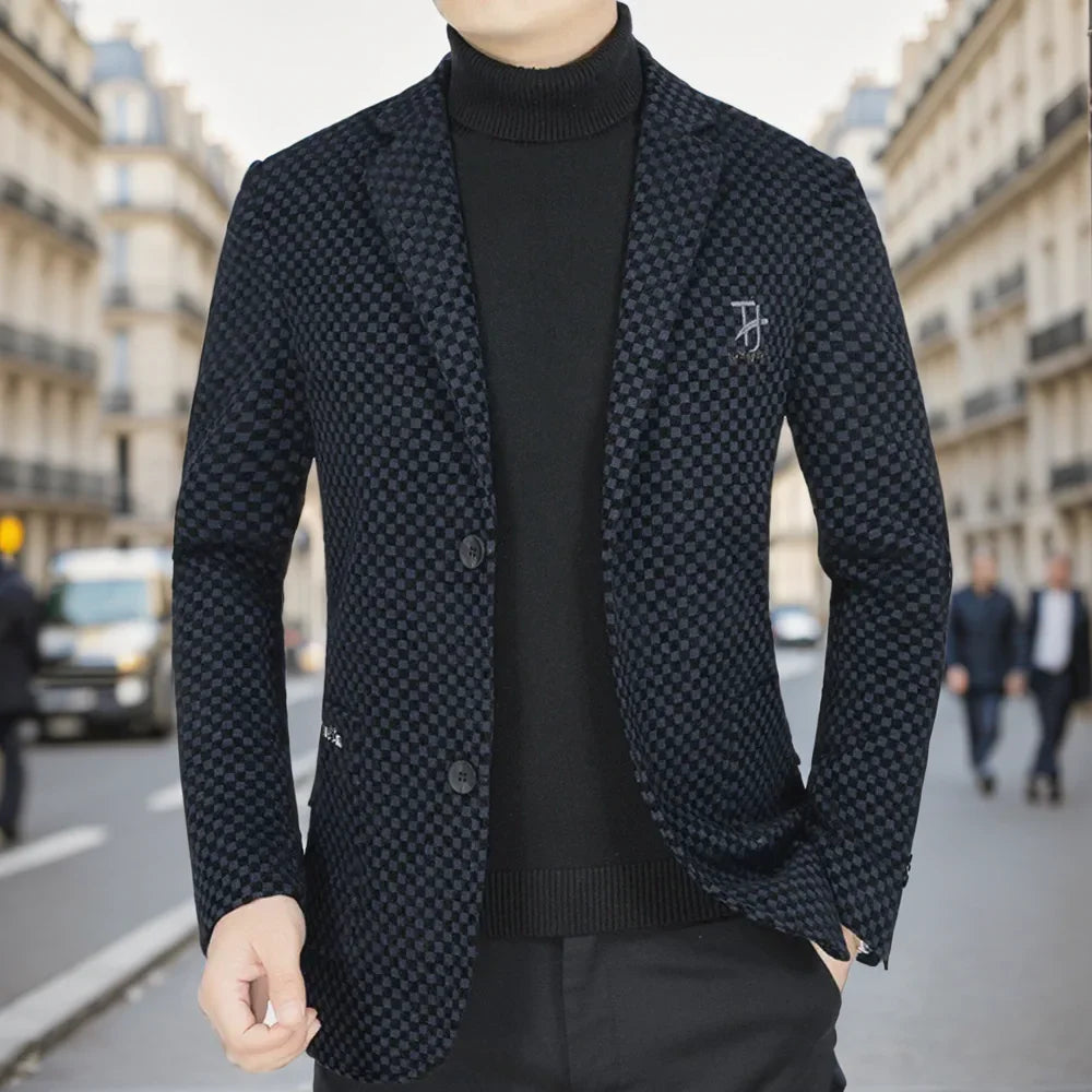 Men’s Blazer-Style Coat – Warm Lined Outerwear for Everyday Elegance and Comfort