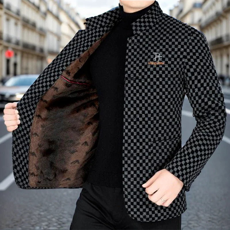 Men’s Blazer-Style Coat – Warm Lined Outerwear for Everyday Elegance and Comfort