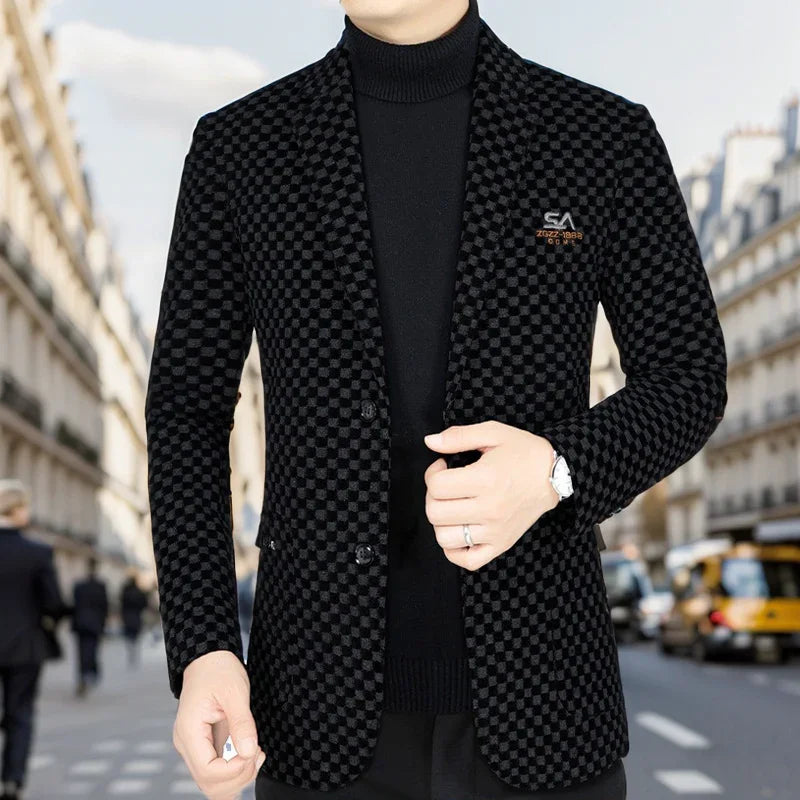 Men’s Blazer-Style Coat – Warm Lined Outerwear for Everyday Elegance and Comfort