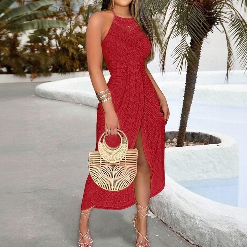 Solare™ Eyelet Embroidered Midi Dress with Front Slit