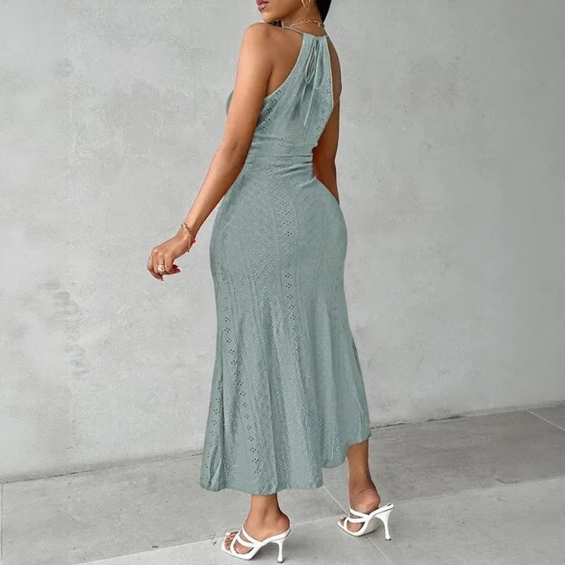 Solare™ Eyelet Embroidered Midi Dress with Front Slit